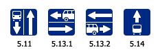 Знаки 5.11 - 5.14 Дорога с полосой для маршрутных транспортных средств